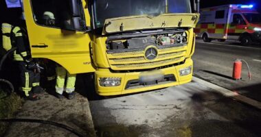 B3 – brennender LKW auf B85